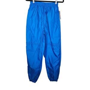 Deadstock Vintage 80s Nike L Blue Swishy Nylon Track Pant Gym Zipper Ankle